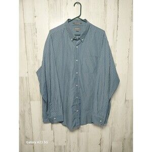 Eddie Bauer Mens 2XL Blue Check Button Up Long Sleeve Shirt